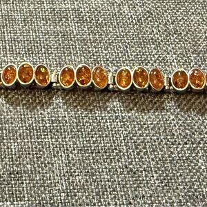 Sterling Silver and Amber Gemstone Bracelet